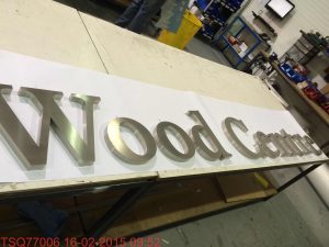 The lettering for the Sylva Wood Centre entrance sign